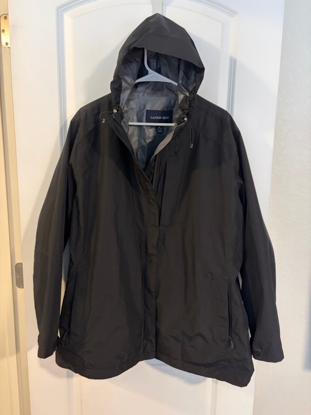 Lands' End Men's Black Hooded Rain Shell